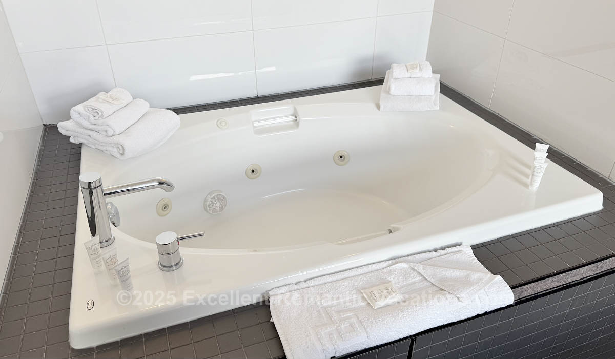 Close-up View of an In-Room Jetted Spa Tub at the Sandman Signature Hotel in Kamloops, BC