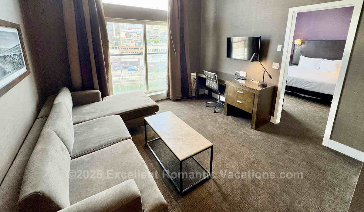 Romantic Suite with Separate Bedroom at the Sandman Signature Hotel in Kamloops, BC.