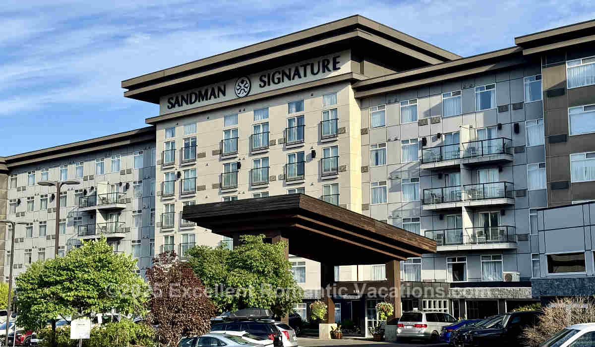 Outside View of the Sandman Signature Hotel on Lorne Street in Downtown Kamloops, BC.