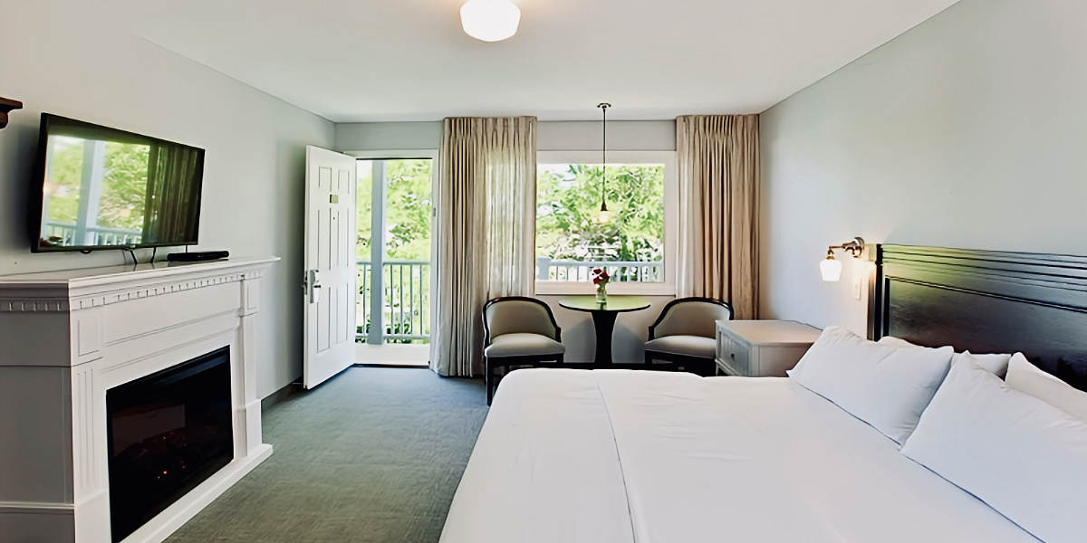 King Suite with a Fireplace at the Seaglass Inn, Cape Cod MA