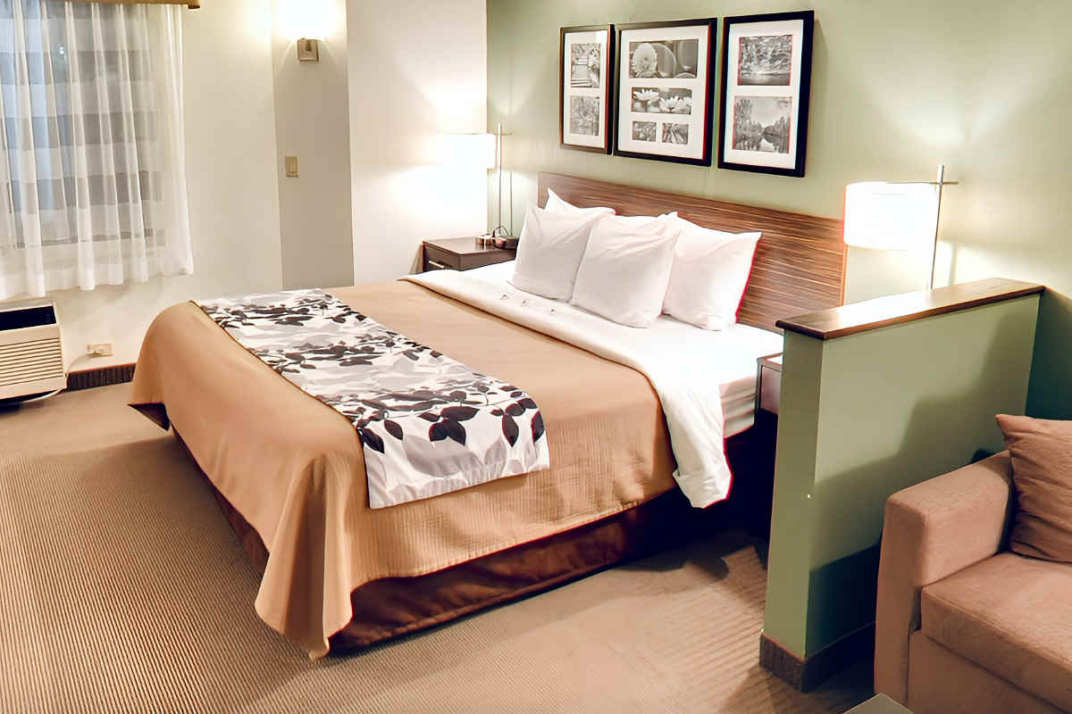 King Bed at Sleep Inn Suites Buffalo Airport