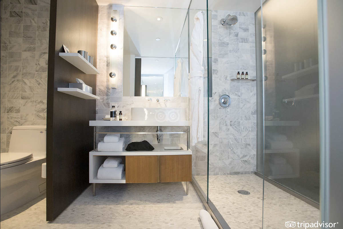 Bathroom with Walk-In Rain Shower at the Smyth Tribeca Hotel, NYC