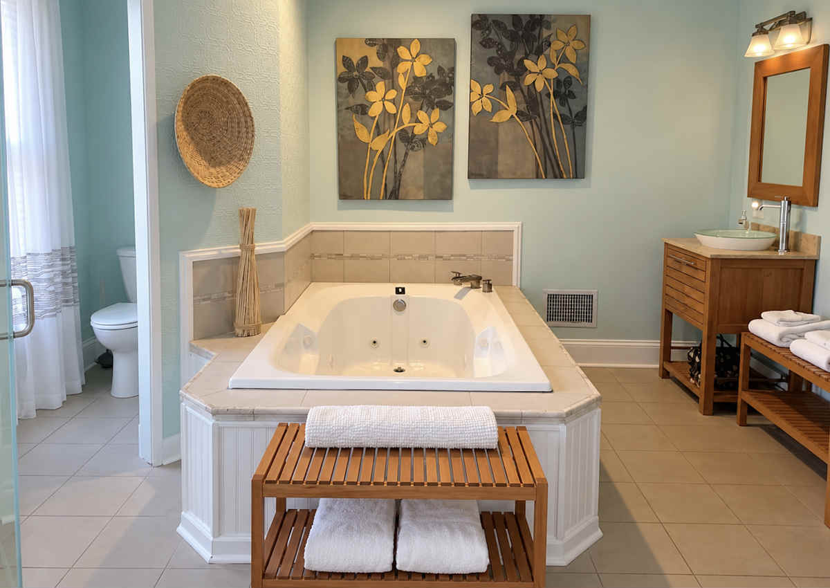 Beautiful suite with a jetted tub in the master bath at Weller Haus B&B