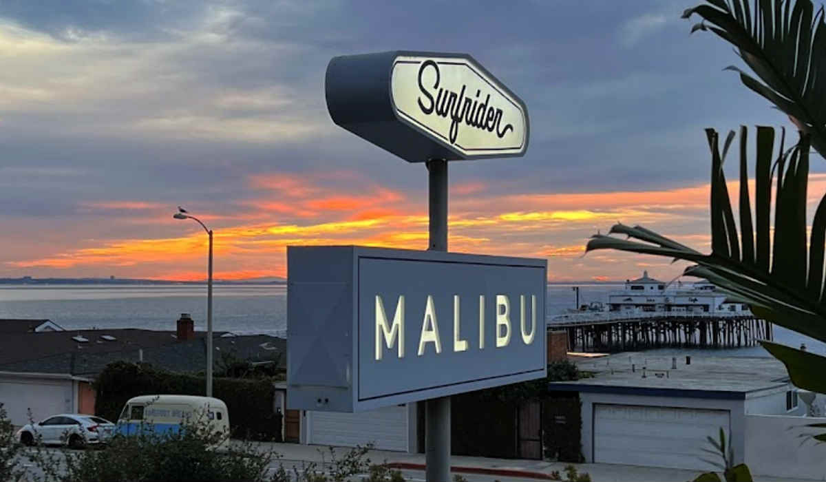 Outside Sign at the Surfrider Hotel in Malibu, CA