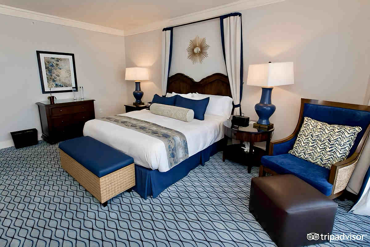 King Bed in a Romantic Oceanview Suite at the Terranea Resort in California.