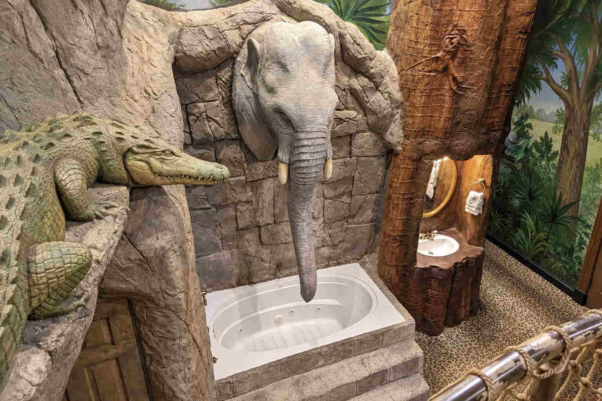Jungle-themed Jetted Tub Suite at the Anniversary Inn, Salt Lake City, Utah