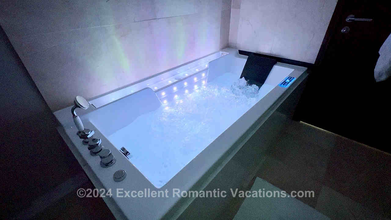 Jetted Bath Tub with Colored Lights in the Executive Suite at the Twelve Hotel in Galway, Ireland