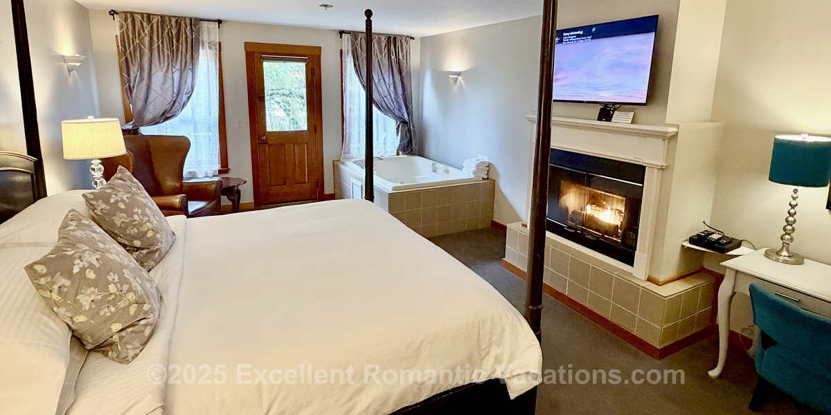 Wild Iris Inn Romantic Suite with Four-Poster Bed, Fireplace and Jetted Spa Tub in La Conner, Washington State
