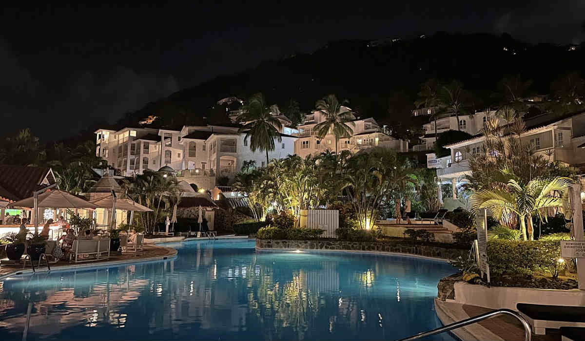 Pool in the Evening at the Windjammer Landing Resort in St. Lucia